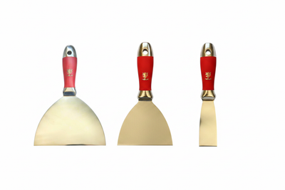 NELA stainless steel putty knives all three sizes side by side on white background