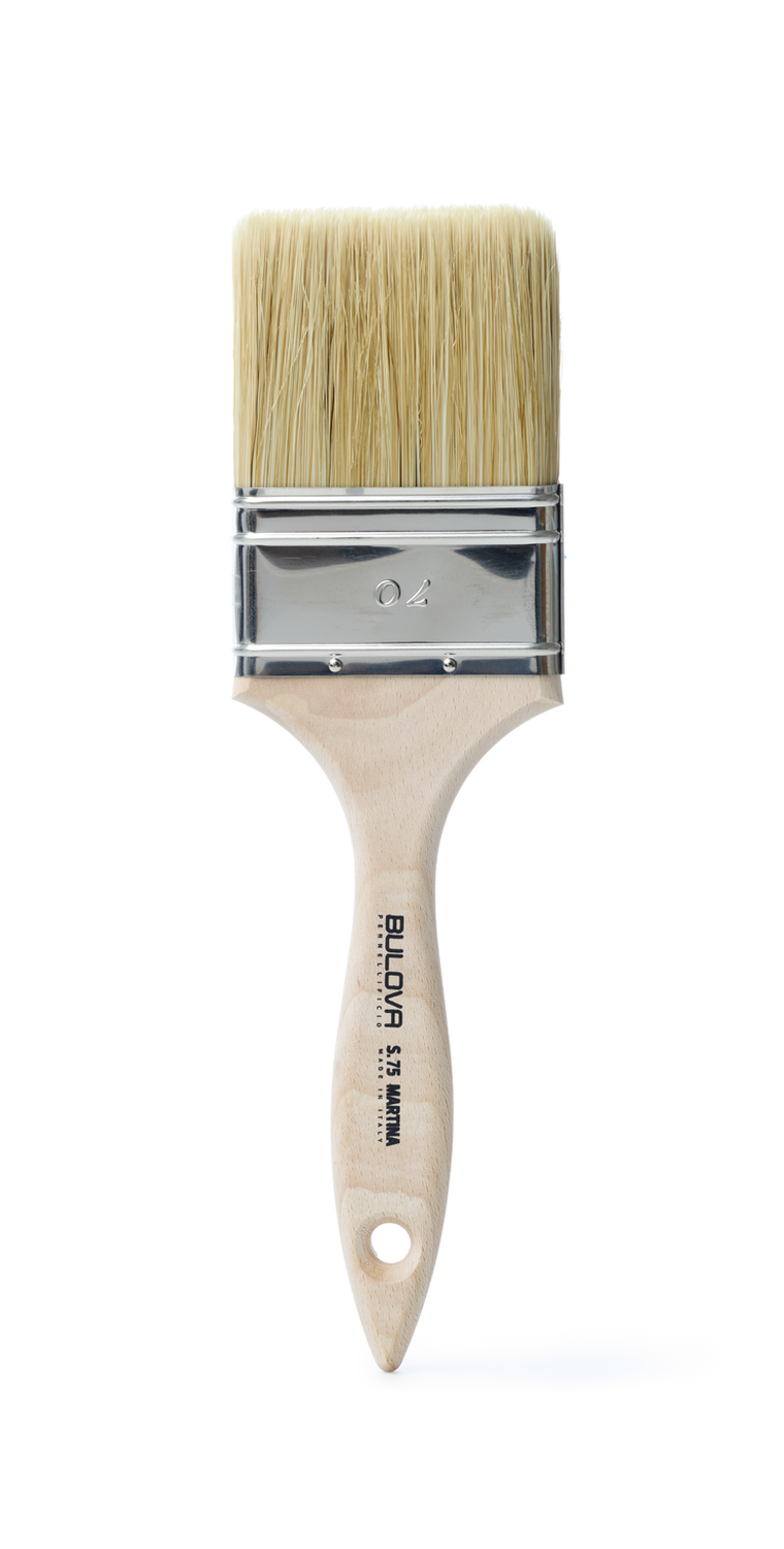 Wide ICR Martina flat brush with natural bristles and wood handle